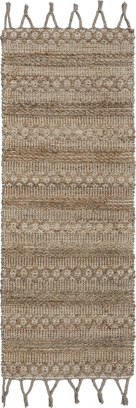 3' x 4' Tan Bohemian Tasseled Area Rug