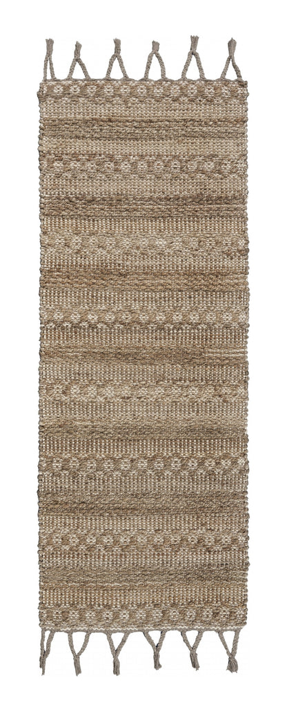 3' x 4' Tan Bohemian Tasseled Area Rug