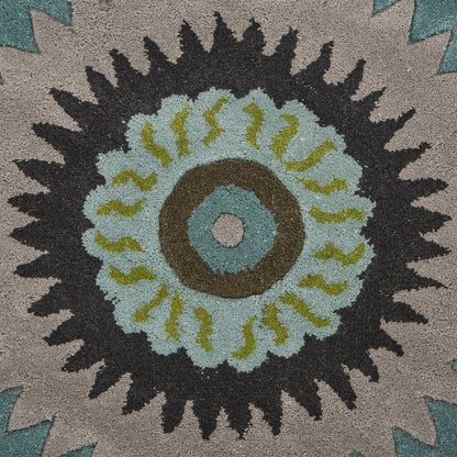 3' Green Wool Hand Tufted Round Rug
