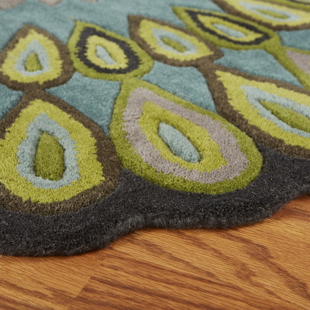 3' Green Wool Hand Tufted Round Rug