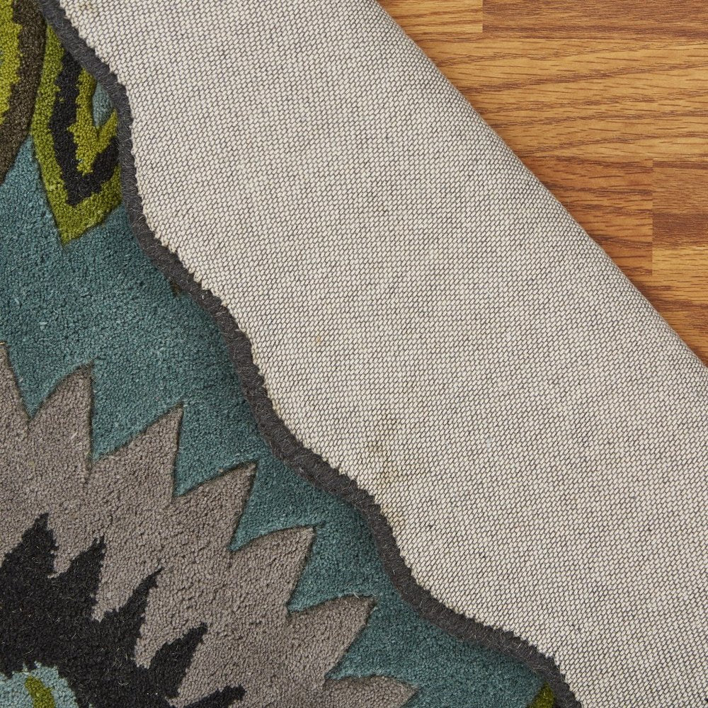 3' Green Wool Hand Tufted Round Rug