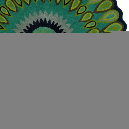 3' Green Wool Hand Tufted Round Rug