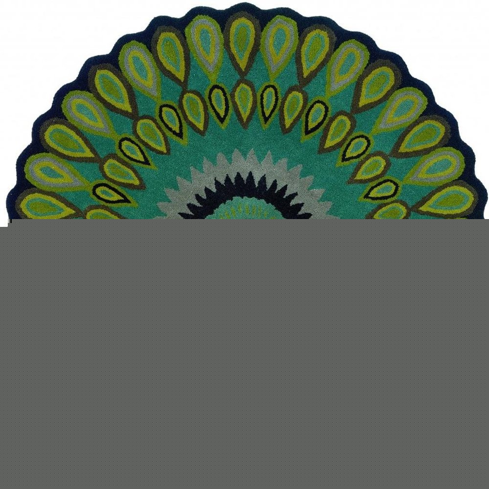 3' Green Wool Hand Tufted Round Rug