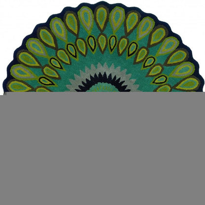 3' Green Wool Hand Tufted Round Rug