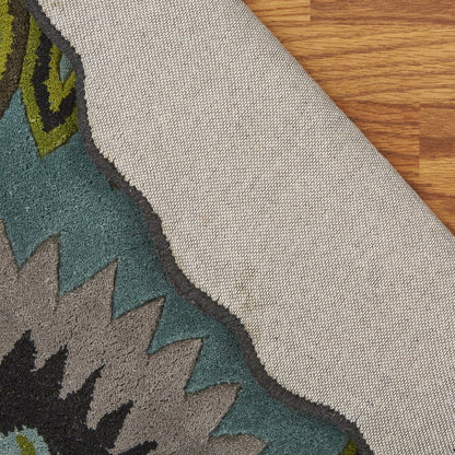 8' Green Wool Hand Tufted Round Rug