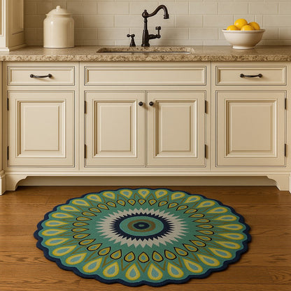 3' Green Wool Hand Tufted Round Rug