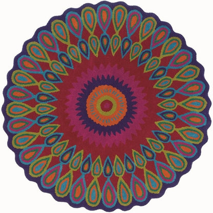 3' Pink Wool Hand Tufted Round Rug