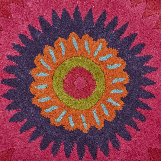 8' Pink Wool Hand Tufted Round Rug