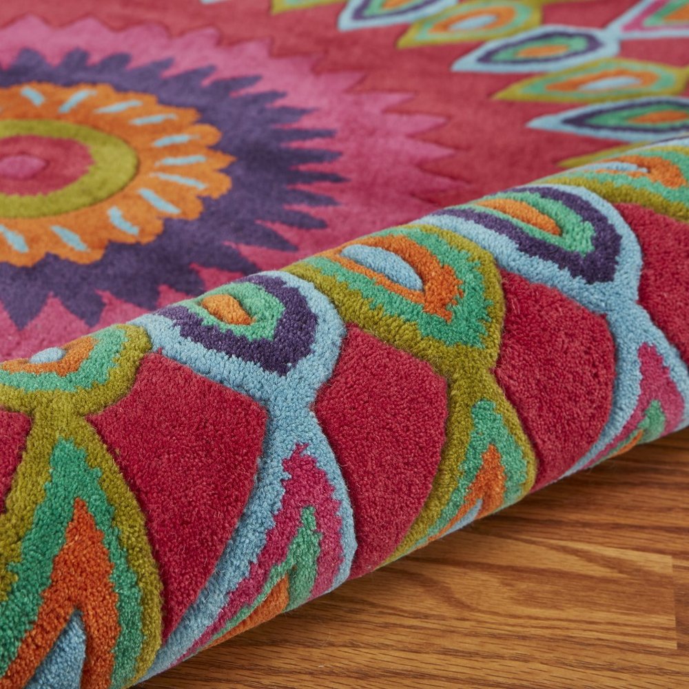 8' Pink Wool Hand Tufted Round Rug