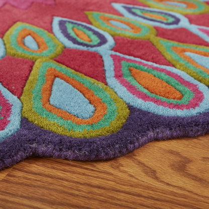 3' Pink Wool Hand Tufted Round Rug