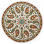 7' Round Orange and White Paisley Area Rug