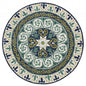 5' Round Blue and Green Ornate Medallion Area Rug