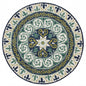 7' Round Blue and Green Ornate Medallion Area Rug