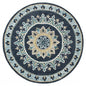 5' Round Blue Floral Medallion Area Rug