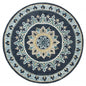 5' Round Blue Floral Medallion Area Rug