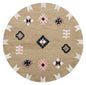 5' Taupe Round Wool Hand Hooked Handmade Area Rug