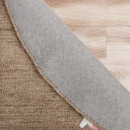 5' Taupe Round Wool Hand Hooked Handmade Area Rug