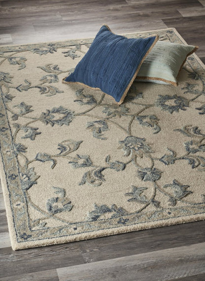 5' X 7' Light Blue Wool Hand Tufted Area Rug