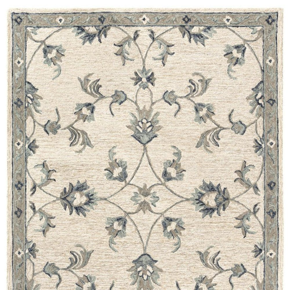 5' X 7' Light Blue Wool Hand Tufted Area Rug