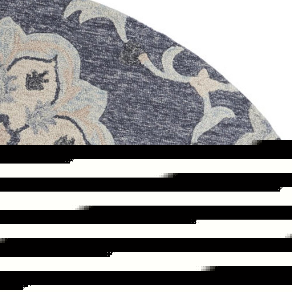 5' Blue And Gray Round Wool Hand Tufted Area Rug