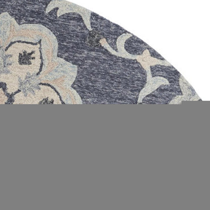 5' Blue And Gray Round Wool Hand Tufted Area Rug