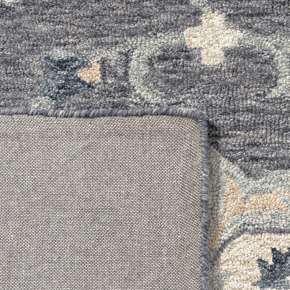 5' Blue And Gray Round Wool Hand Tufted Area Rug
