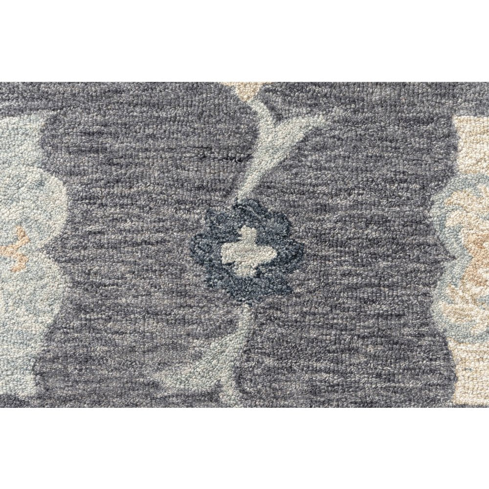 5' Blue And Gray Round Wool Hand Tufted Area Rug
