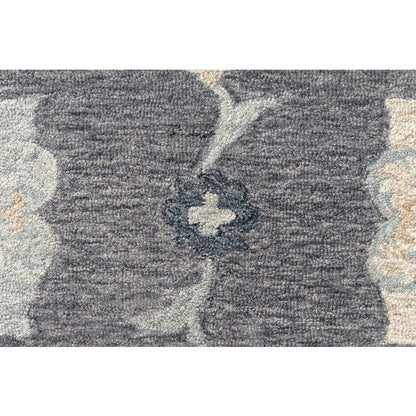5' Blue And Gray Round Wool Hand Tufted Area Rug