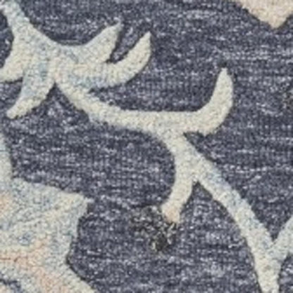 5' Blue And Gray Round Wool Hand Tufted Area Rug