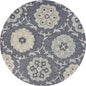 5' Blue And Gray Round Wool Hand Tufted Area Rug