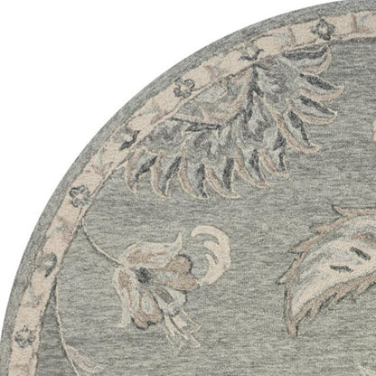 5' Gray Round Wool Hand Tufted Area Rug