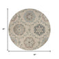 7' Ivory And Blue Wool Hand Tufted Round Rug