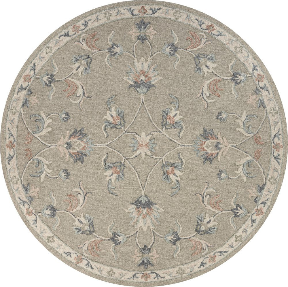 5' Gray Round Wool Hand Tufted Area Rug