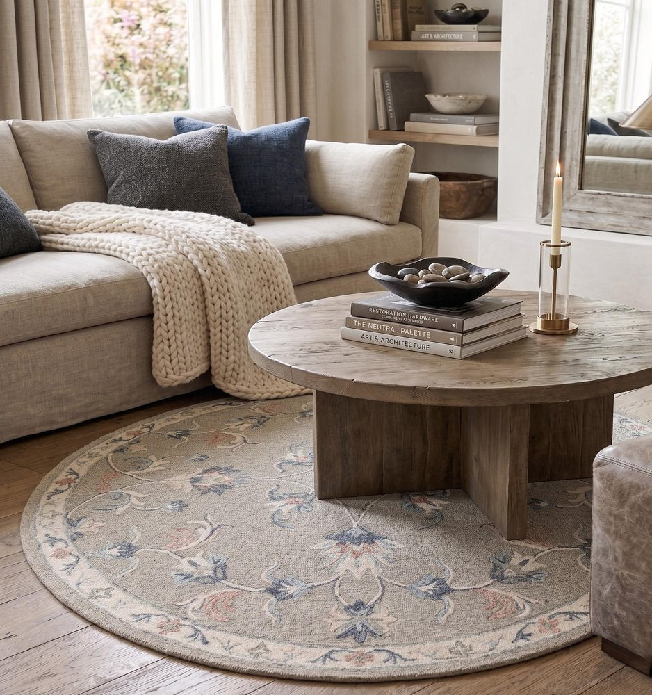 7' X 9' Blue And Silver Wool Hand Tufted Area Rug