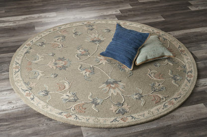 5' Gray Round Wool Hand Tufted Area Rug
