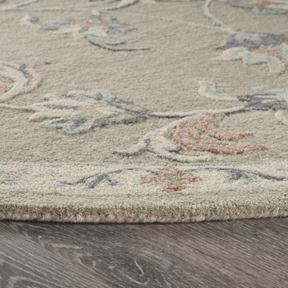 5' Gray Round Wool Hand Tufted Area Rug