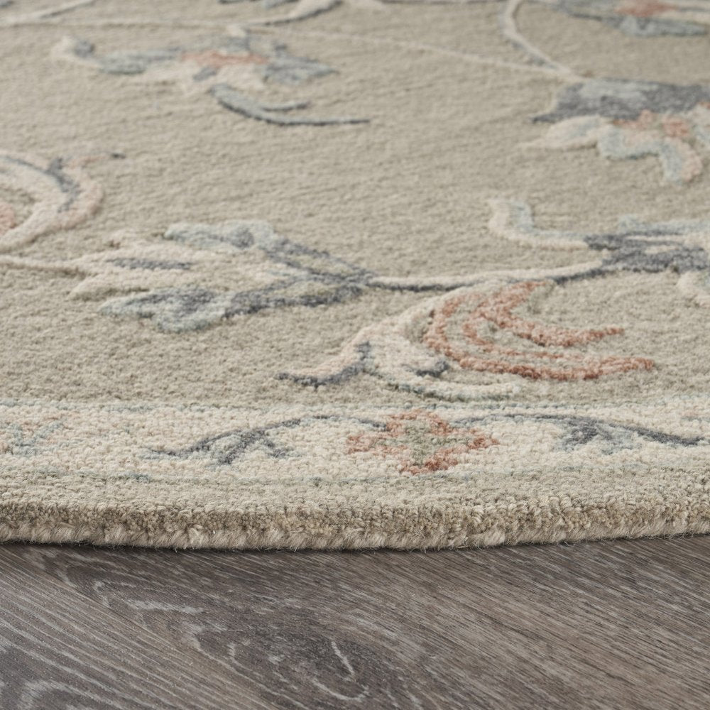 5' Gray Round Wool Hand Tufted Area Rug