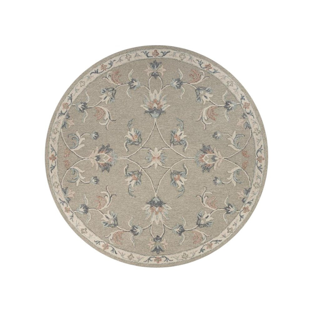 5' Gray Round Wool Hand Tufted Area Rug