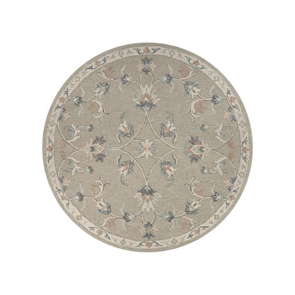 5' Gray Round Wool Hand Tufted Area Rug