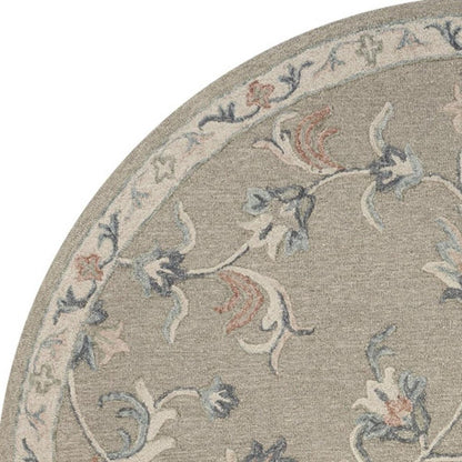 5' Gray Round Wool Hand Tufted Area Rug