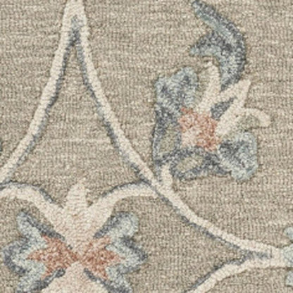 7' X 9' Blue And Silver Wool Hand Tufted Area Rug