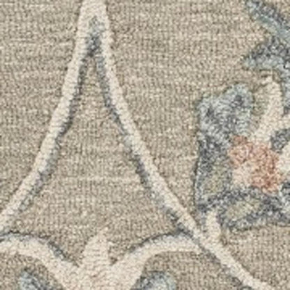 5' Gray Round Wool Hand Tufted Area Rug