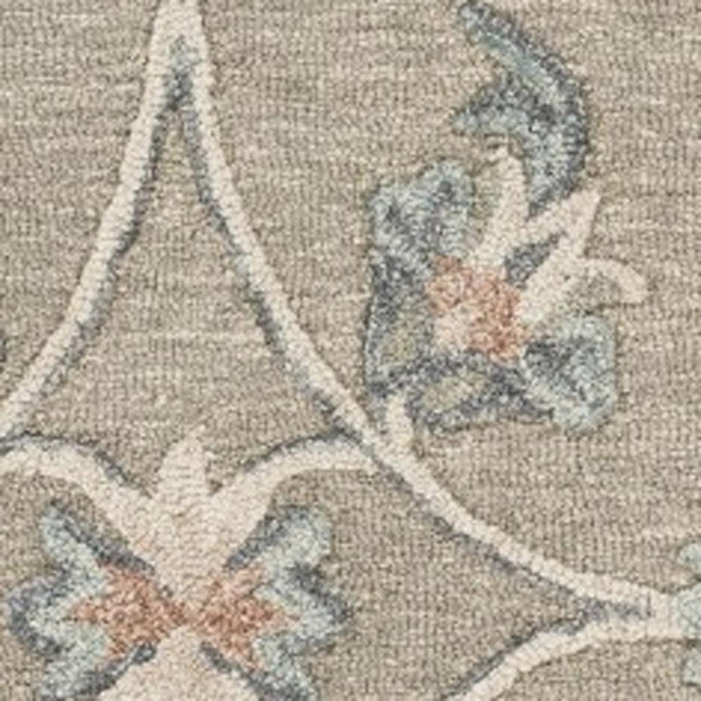 5' Gray Round Wool Hand Tufted Area Rug