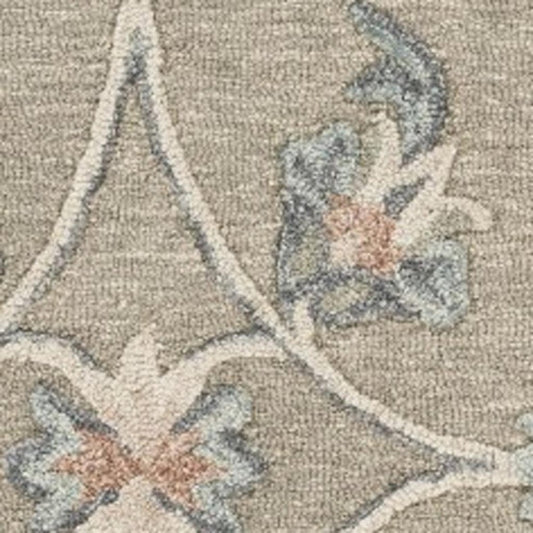 5' Gray Round Wool Hand Tufted Area Rug