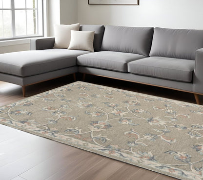 7' X 9' Gray Wool Hand Tufted Area Rug