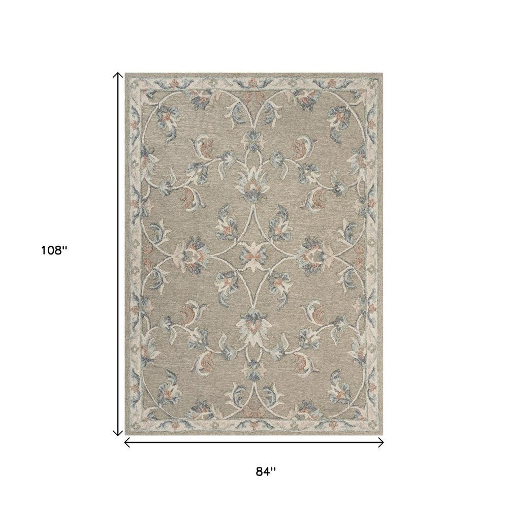 5' Gray Round Wool Hand Tufted Area Rug