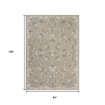5' Gray Round Wool Hand Tufted Area Rug