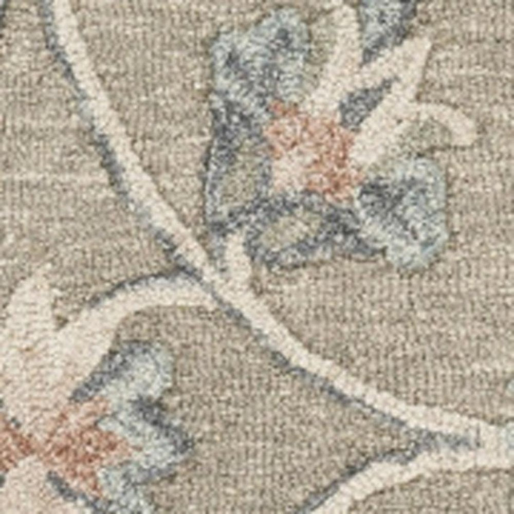 5' Gray Round Wool Hand Tufted Area Rug