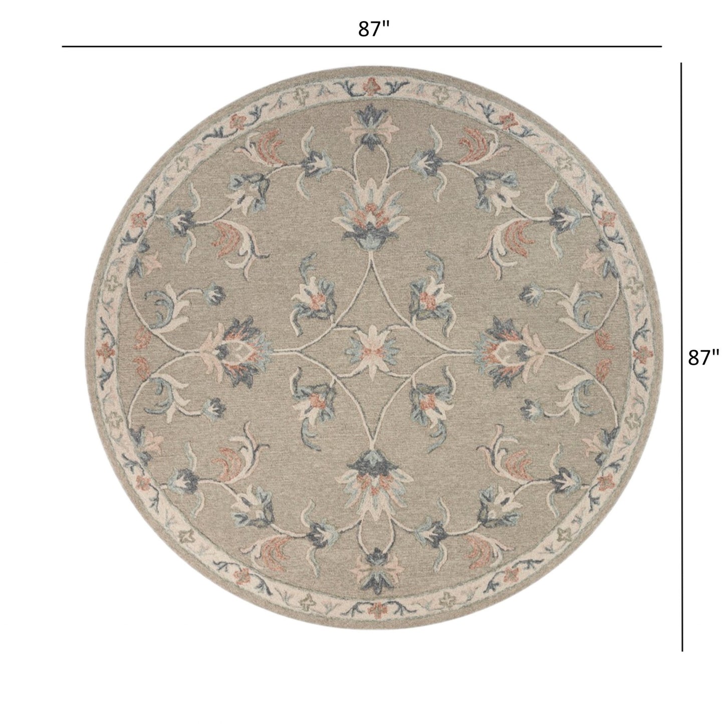 5' Gray Round Wool Hand Tufted Area Rug