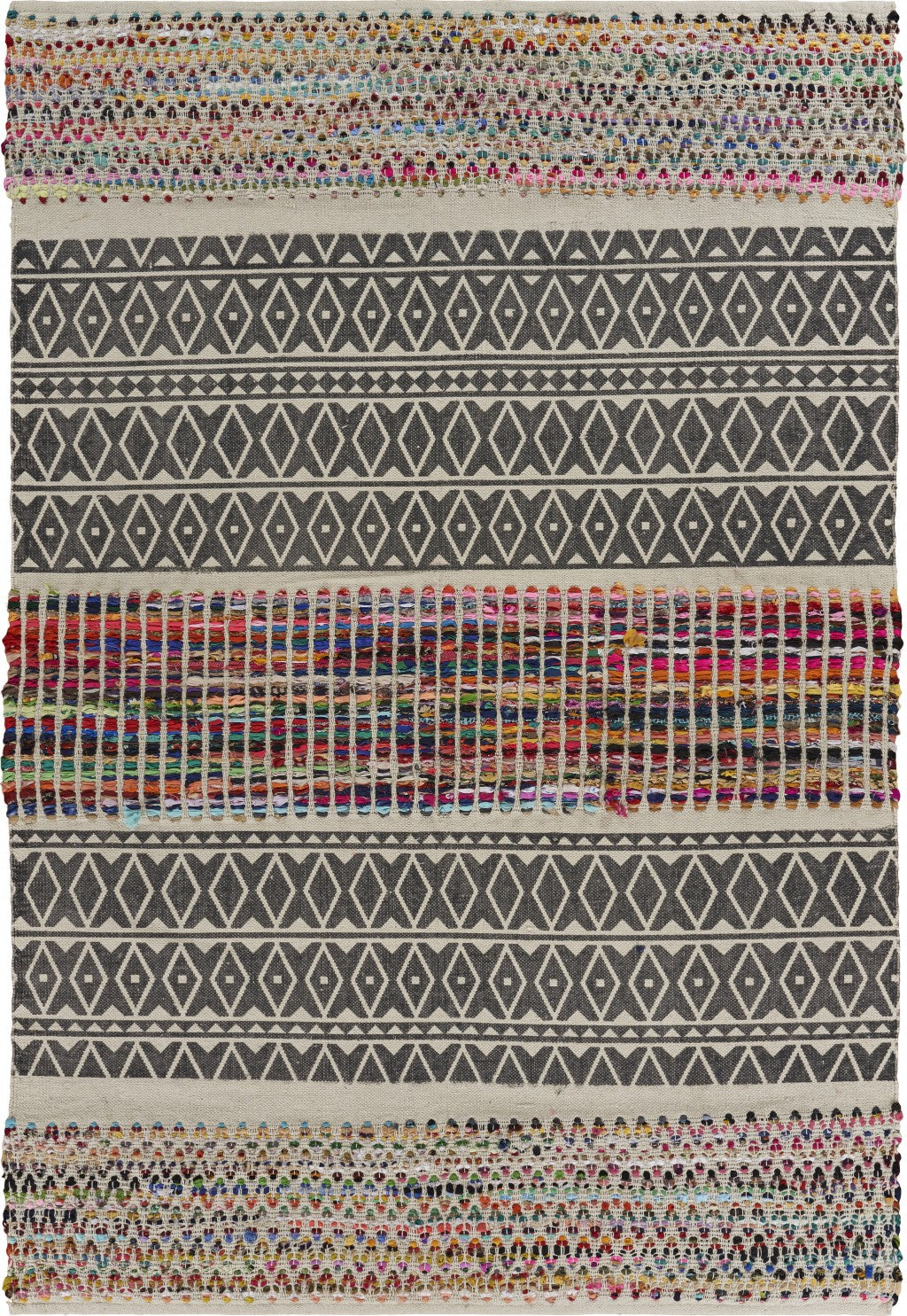 5' X 7' Colorful Traditional Chindi Area Rug